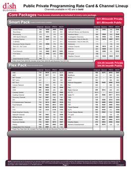 Digital Programming Rate Card (Commercial)