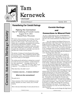 Tam Kernewek and Become Familiar with the Activities of CAHS and the Affiliated Societies
