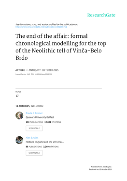 The End of the Affair: Formal Chronological Modelling for the Top of the Neolithic Tell of Vinča-Belo Brdo