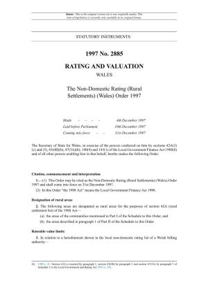 The Non-Domestic Rating (Rural Settlements) (Wales) Order 1997