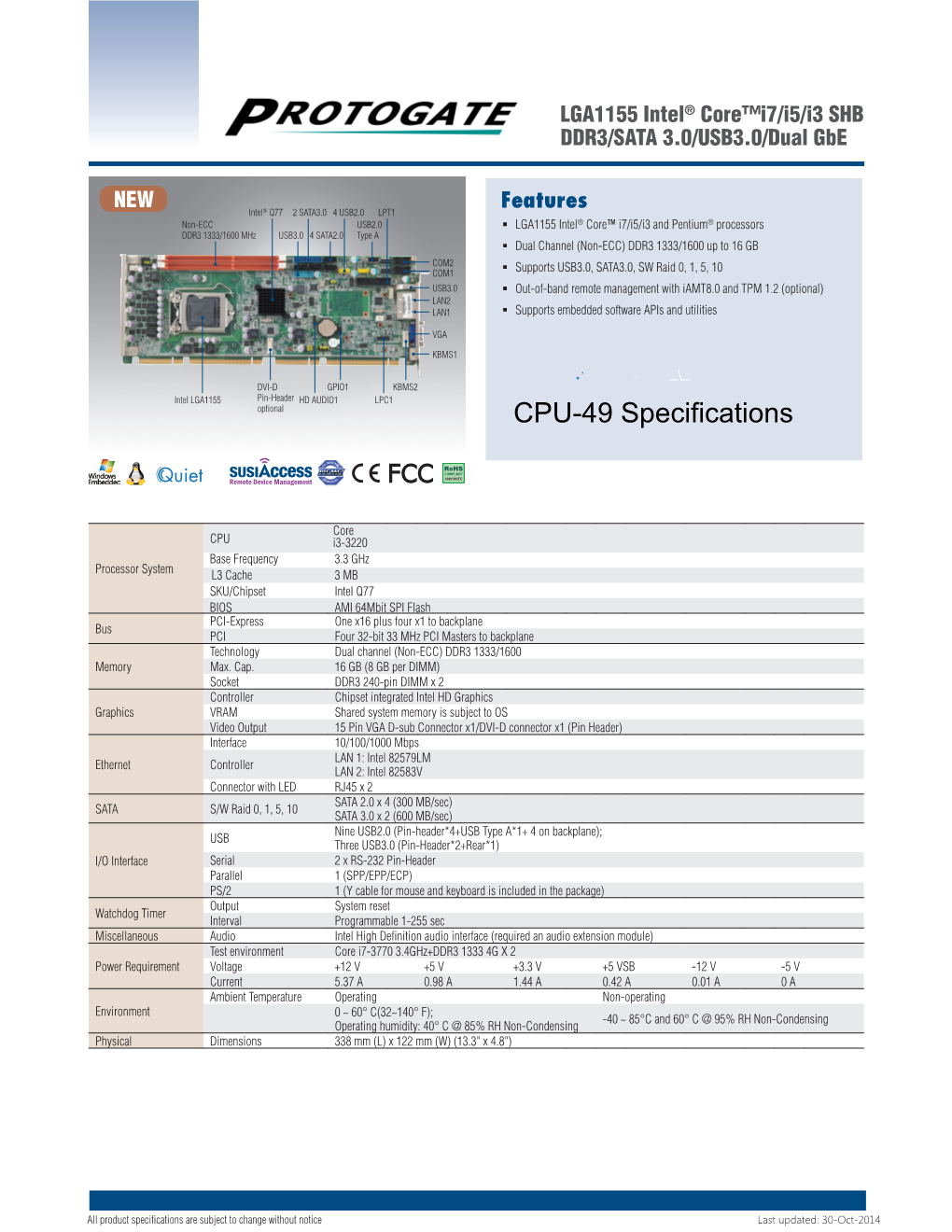 CPU-49 Specifications