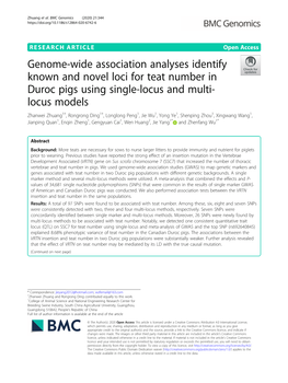 Genome-Wide Association Analyses Identify Known and Novel Loci For