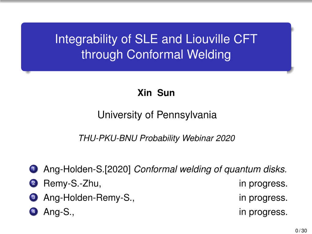 Integrability of SLE and Liouville CFT Through Conformal Welding