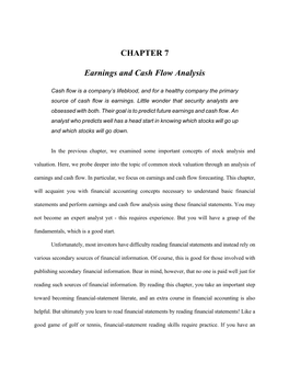 Chapter 7 Earnings and Cash Flow Analysis End of Chapter Questions and Problems
