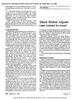 The Media: 'Black Widow' Exposé Case Comes to Court