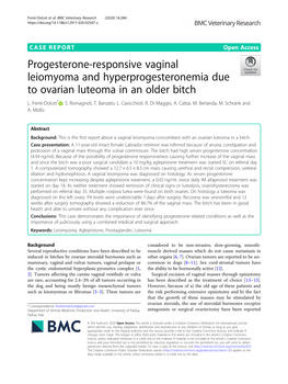 Progesterone-Responsive Vaginal Leiomyoma and Hyperprogesteronemia Due to Ovarian Luteoma in an Older Bitch L