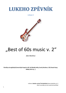 LUKEHO ZPĚVNÍK „Best of 60S Music V. 2“