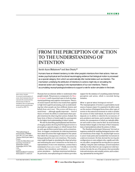 From the Perception of Action to the Understanding of Intention