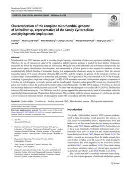 Characterization of the Complete Mitochondrial Genome of Uvitellina Sp., Representative of the Family Cyclocoelidae and Phylogenetic Implications