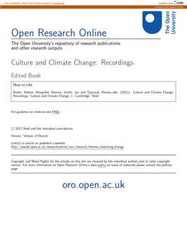 Culture and Climate Change: Recordings