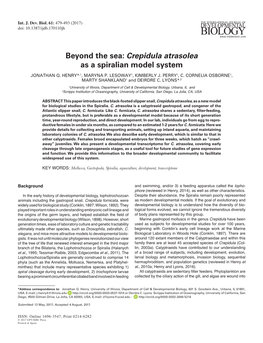Crepidula Atrasolea As a Spiralian Model System JONATHAN Q