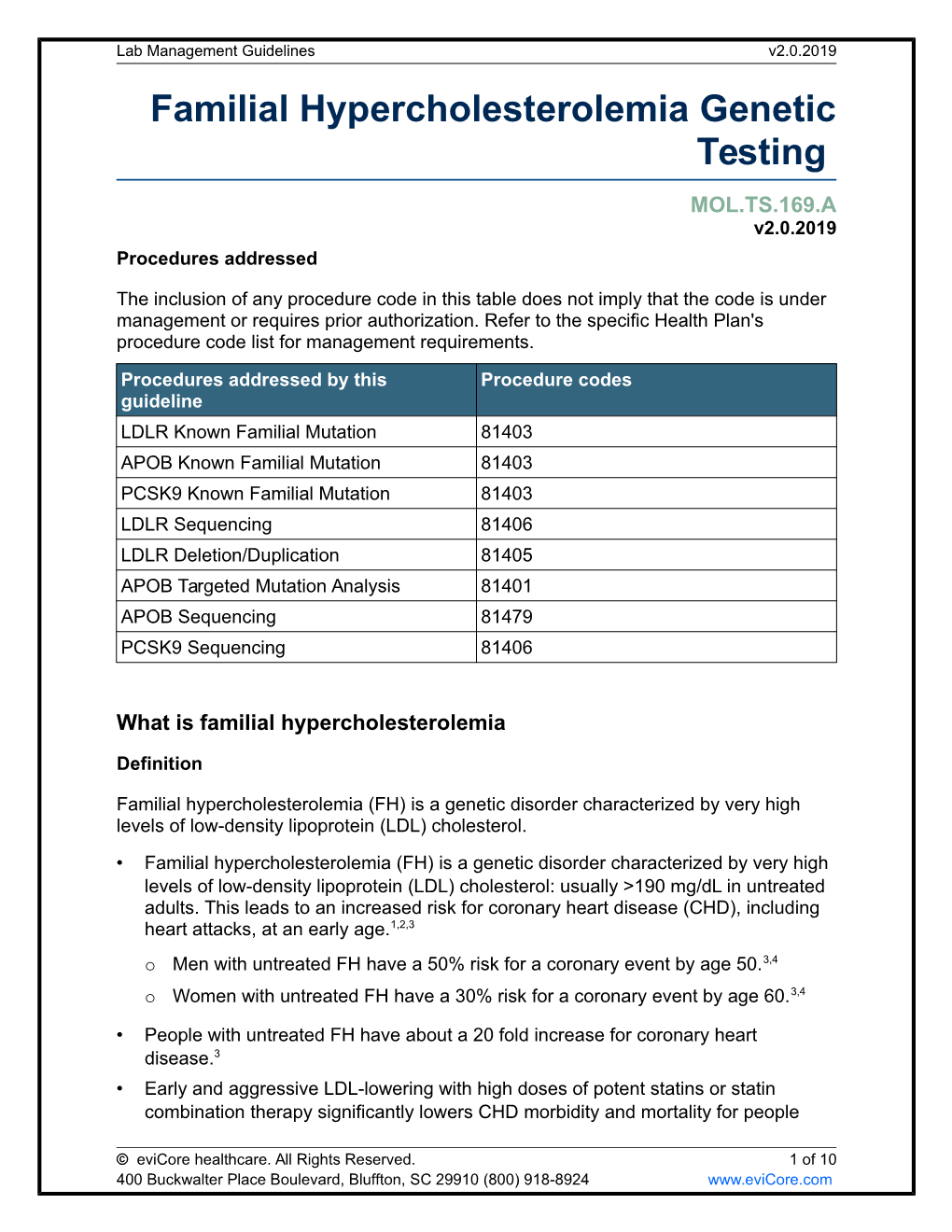 Familial Hypercholesterolemia Genetic Testing