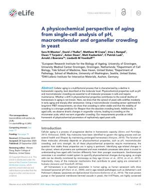A Physicochemical Perspective of Aging from Single-Cell Analysis Of