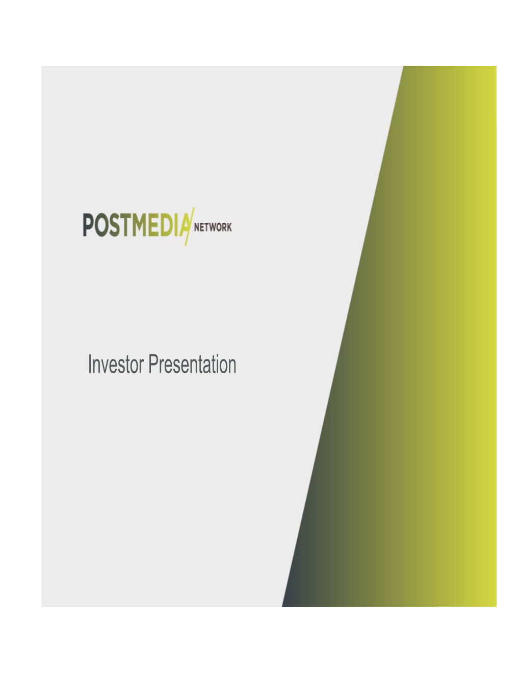 Investor Presentation Forward-Looking Statements