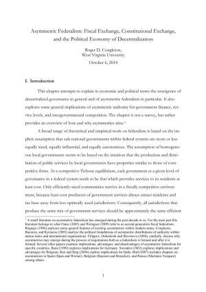 Asymmetric Federalism: Fiscal Exchange, Constitutional Exchange, and the Political Economy of Decentralization
