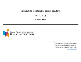 North Dakota Social Studies Content Standards Grades K-12 August 2019