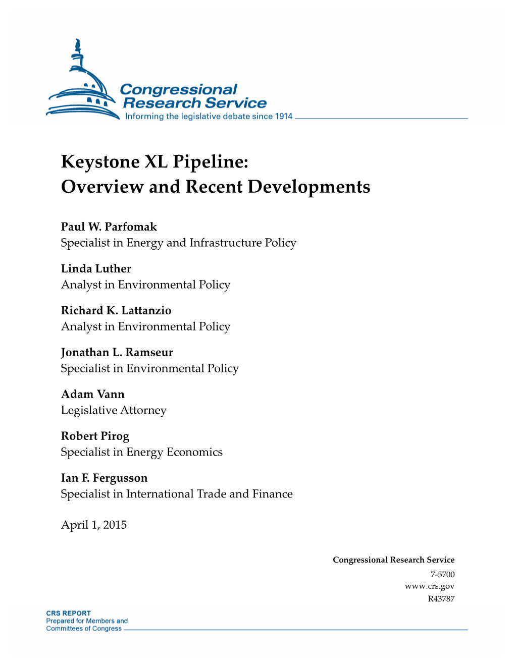 Keystone XL Pipeline: Overview and Recent Developments