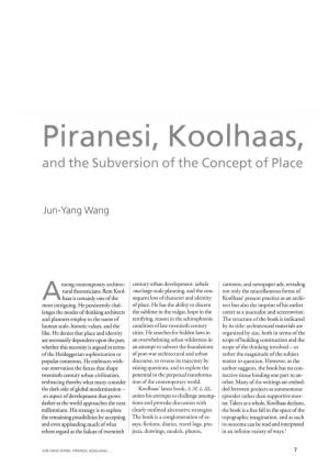 Piranesi, Koolhaas, and the Subversion of the Concept of Place