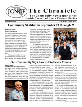 Community Shabbaton September 23 Through 25