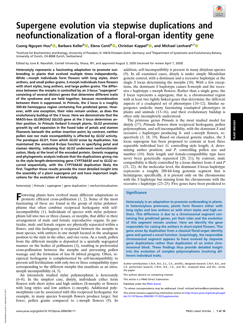 Supergene Evolution Via Stepwise Duplications and Neofunctionalization of a Floral-Organ Identity Gene