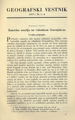 GEOGRAFSKI VESTNIK 1933 /Št