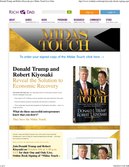 Donald Trump and Robert Kiyosaki Give Midas Touch Live Chat