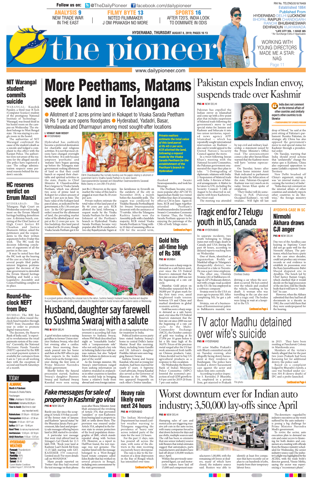 Peethams, Matams Seek Land in Telangana