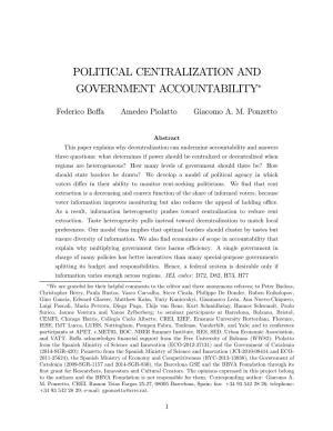 Political Centralization and Government