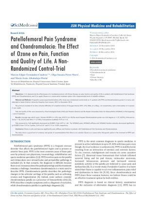 Patellofemoral Pain Syndrome and Chondromalacia: the Effect of Ozone on Pain, Function and Quality of Life. a Non-Randomized Control-Trial