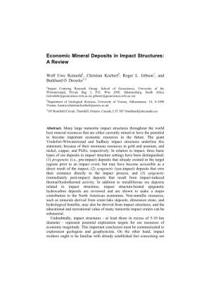Economic Mineral Deposits in Impact Structures: a Review
