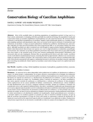 Conservation Biology of Caecilian Amphibians