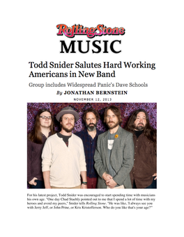 For His Latest Project, Todd Snider Was Encouraged to Start Spending Time with Musicians His Own Age