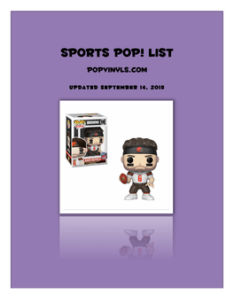 Sports Pop! List Popvinyls.Com