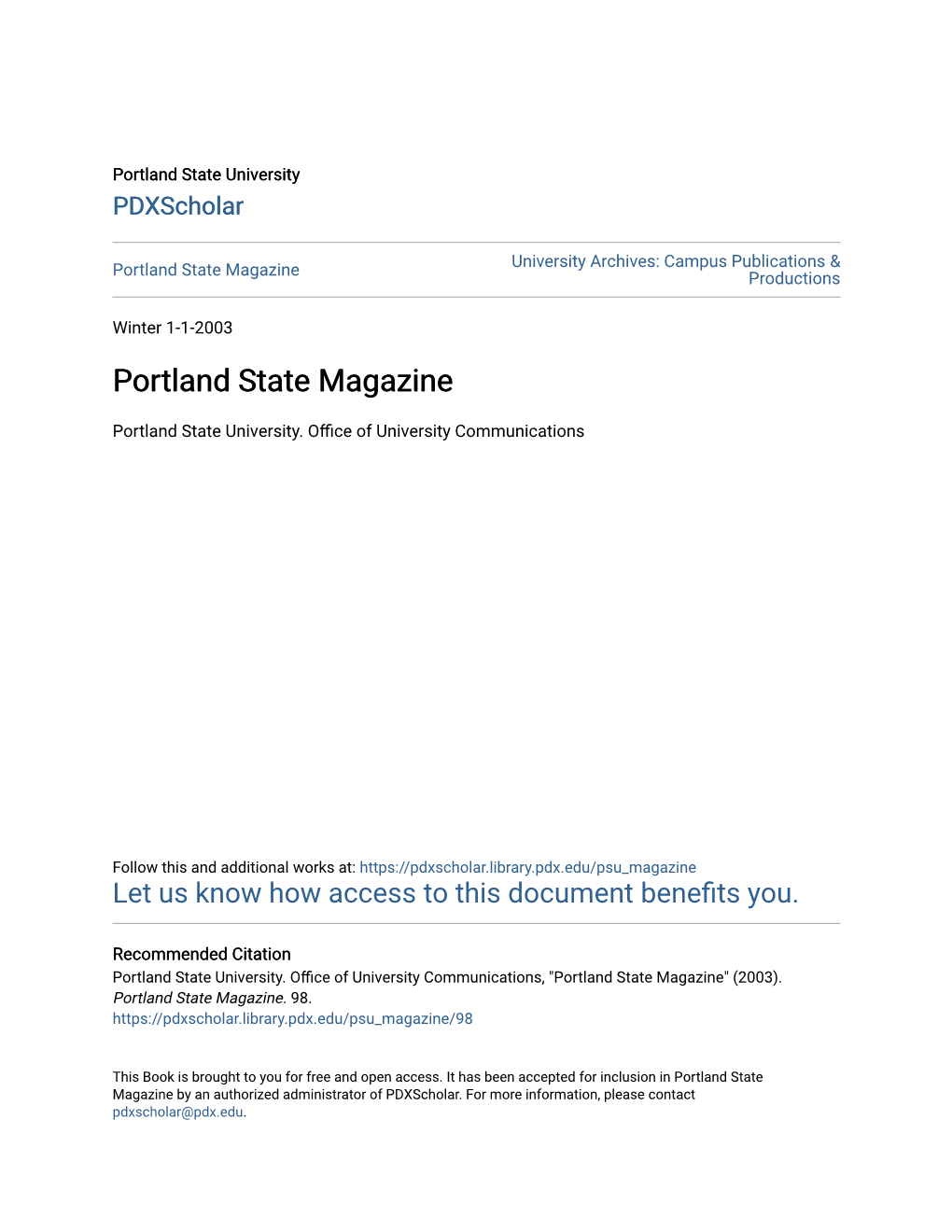 Portland State Magazine Productions