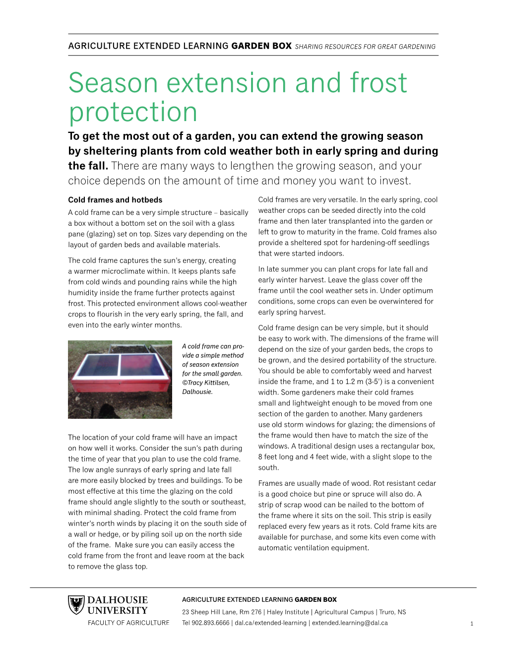Season Extension and Frost Protection