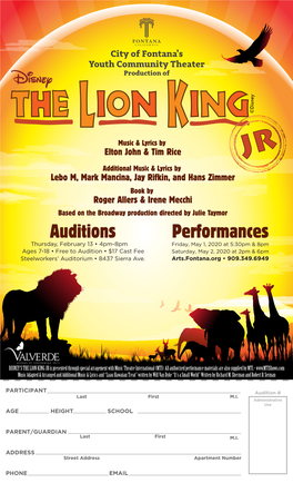 The Lion King Audition Flyer
