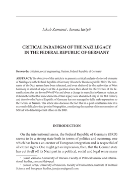 Critical Paradigm of the Nazi Legacy in the Federal