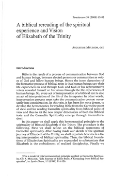 A Biblical Rereading of the Spiritual Experience and Vision of Elizabeth of the Trinity