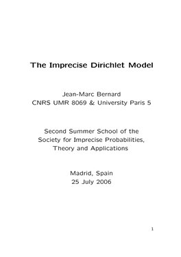 The Imprecise Dirichlet Model