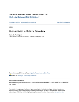 Representation in Medieval Canon Law