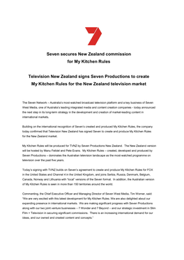 Seven Secures New Zealand Commission for My Kitchen Rules