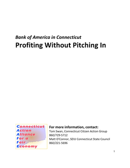 Bank of America in Connecticut: Profiting Without Pitching In