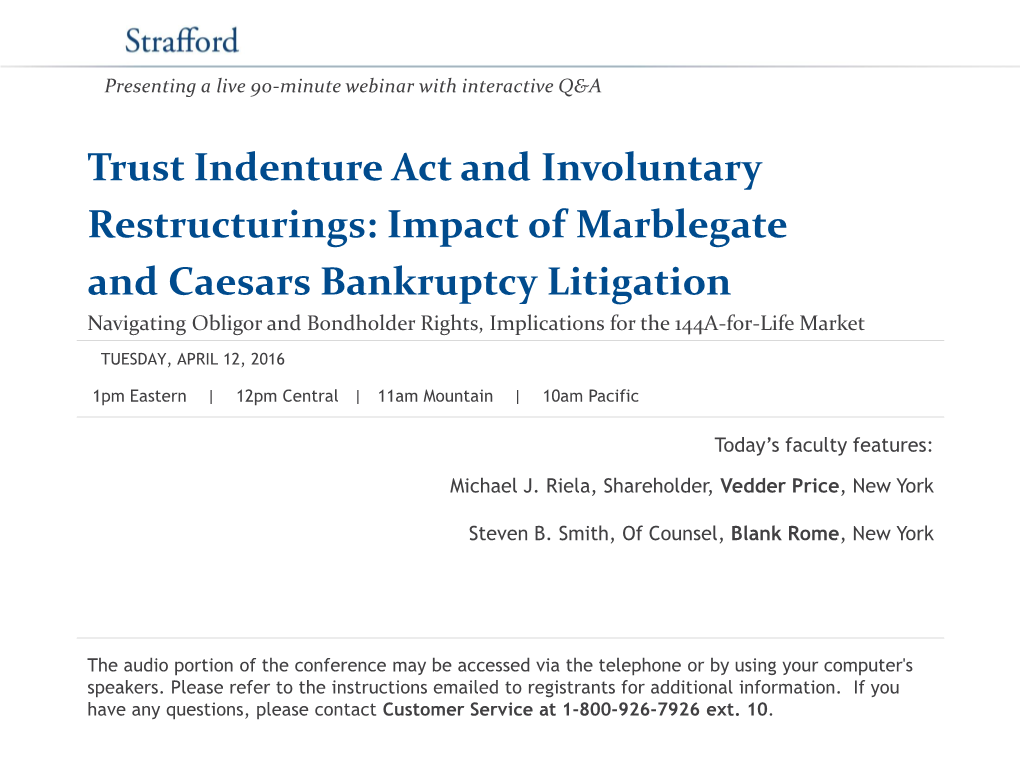 Trust Indenture Act and Involuntary Restructurings: Impact Of