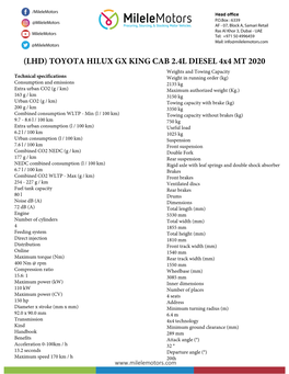 (LHD) TOYOTA HILUX GX KING CAB 2.4L DIESEL 4X4 MT 2020