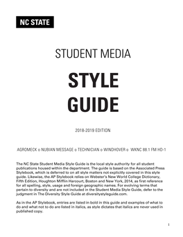 NC State Student Media Style Guide 2018-2019