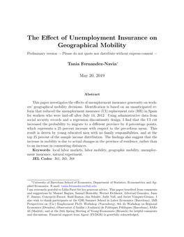 The Effect of Unemployment Insurance on Geographical Mobility