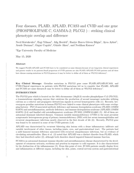 Four Diseases, PLAID, APLAID, FCAS3 and CVID and One Gene