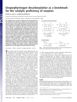 Uroporphyrinogen Decarboxylation As a Benchmark for the Catalytic Proficiency of Enzymes
