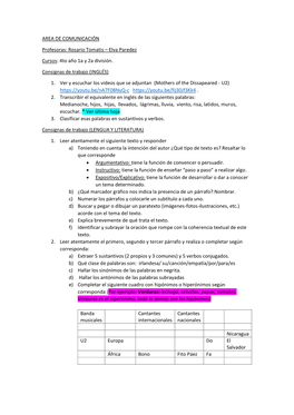 Elva Paredez Cursos: 4To Año 1A Y 2A División. Consignas De Trabajo