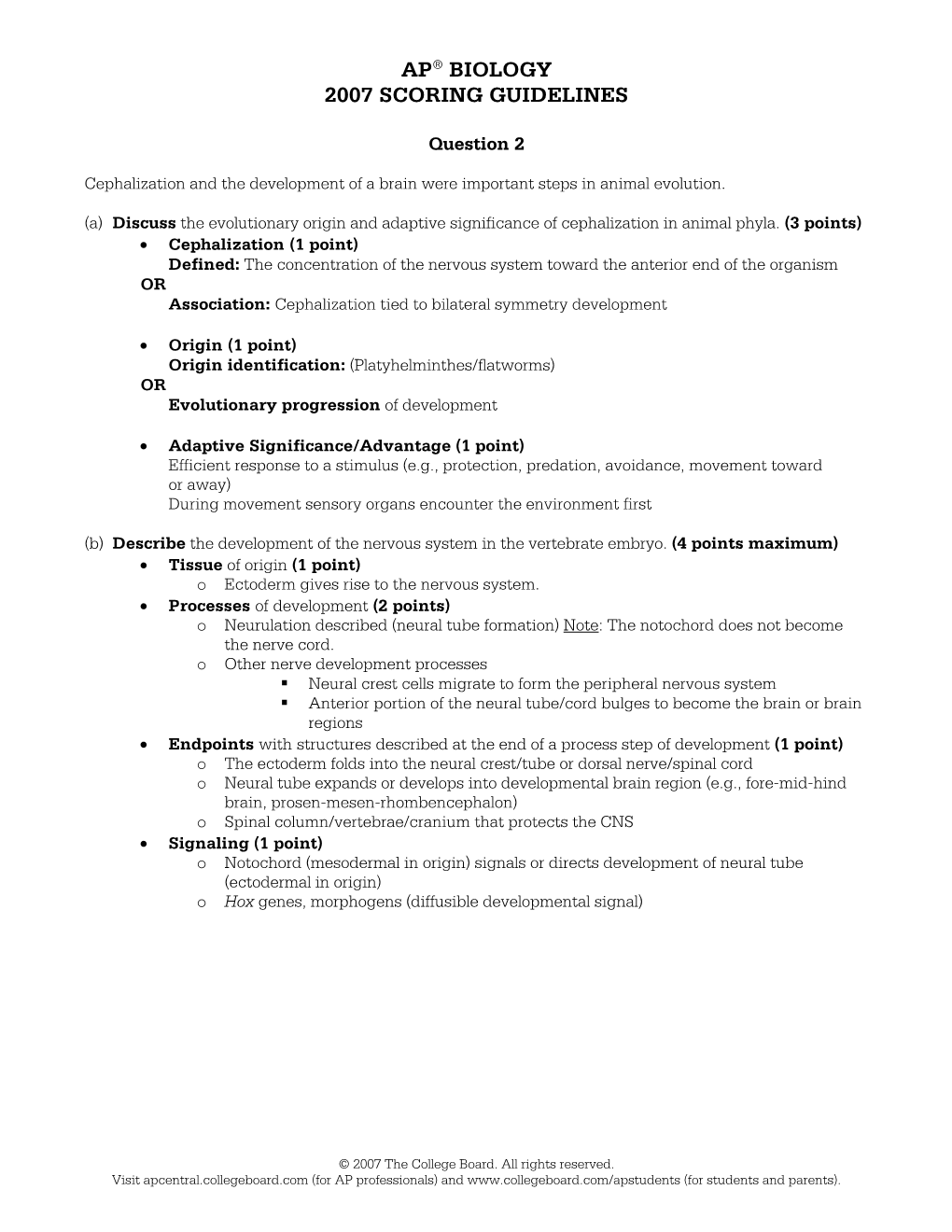 Ap Biology 2007 Scoring Guidelines